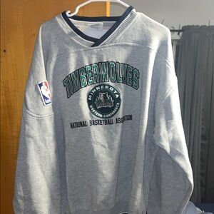 NBA Minnesota Timberwolves Heather Gray Crewneck with Green & Navy Accents